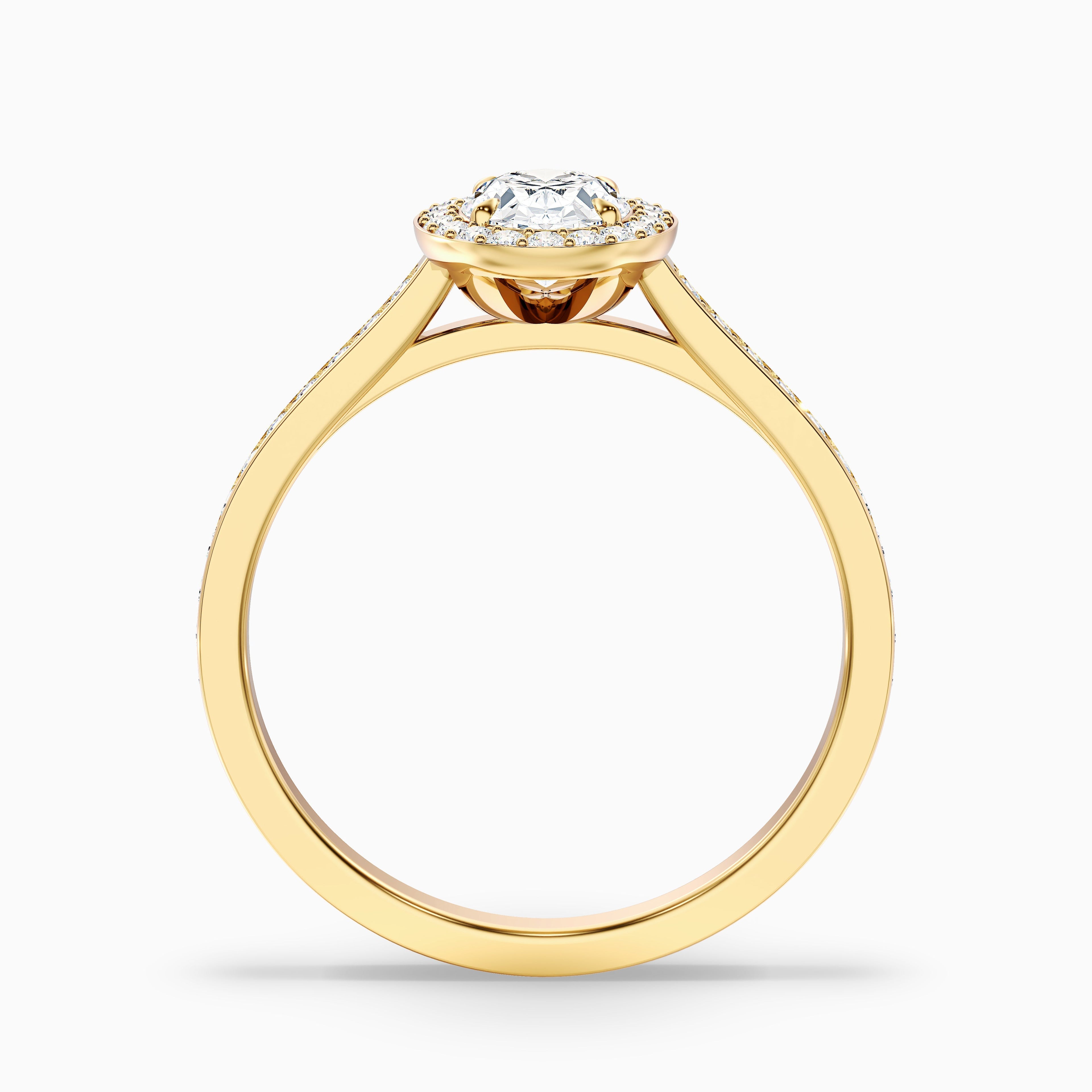 Emily 3 Carat Oval Halo Pave Moissanite Diamond Ring in 10k White Gold