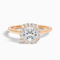 Dina 2 Carat Cushion Cut Halo Moissanite Diamond Ring in 14k Rose Gold