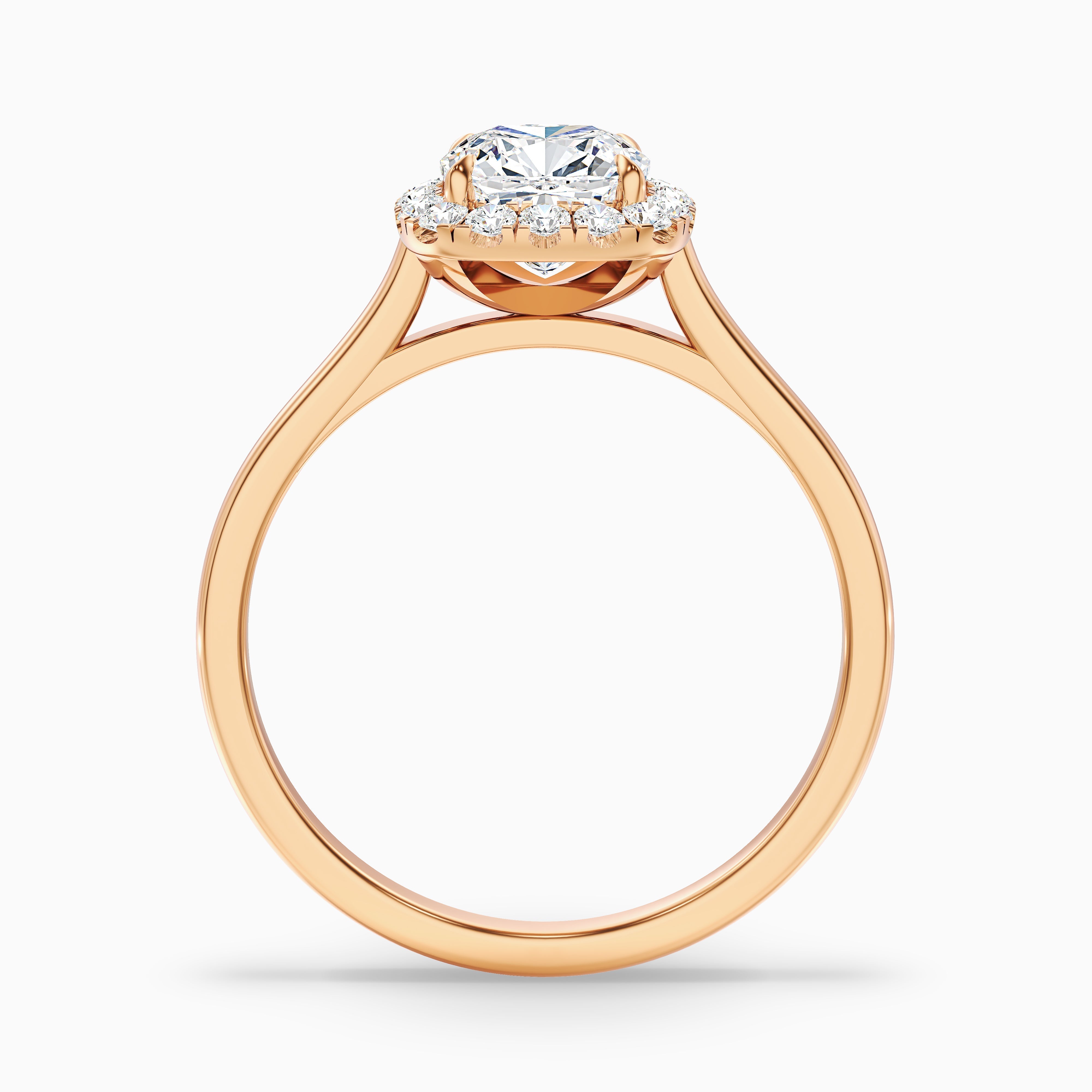 Dina 4.5 Carat Cushion Cut Halo Moissanite Diamond Ring in 18k Rose Gold