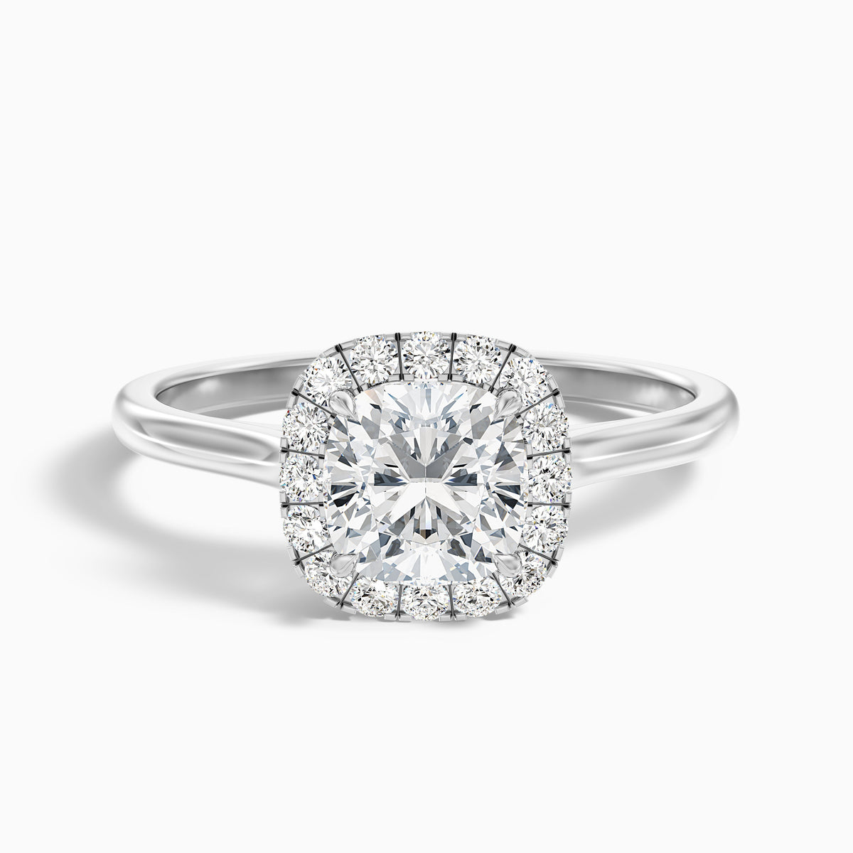 Dina 2.5 Carat Cushion Cut Halo Moissanite Diamond Ring in 14k Rose Gold