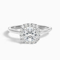 Dina 4 Carat Cushion Cut Halo Moissanite Diamond Ring in 14k White Gold