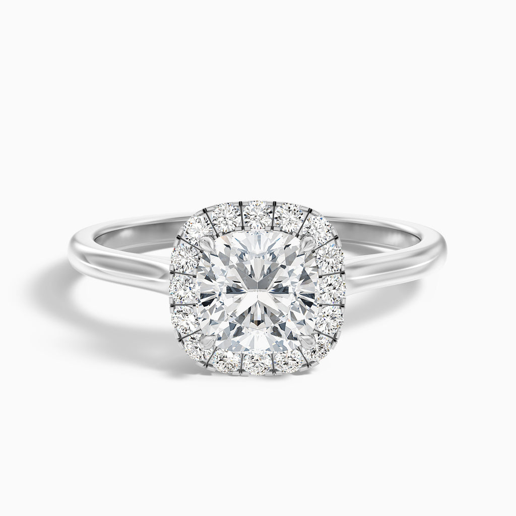 Dina 1.5 Carat Cushion Cut Halo Moissanite Diamond Ring in 10k Yellow Gold