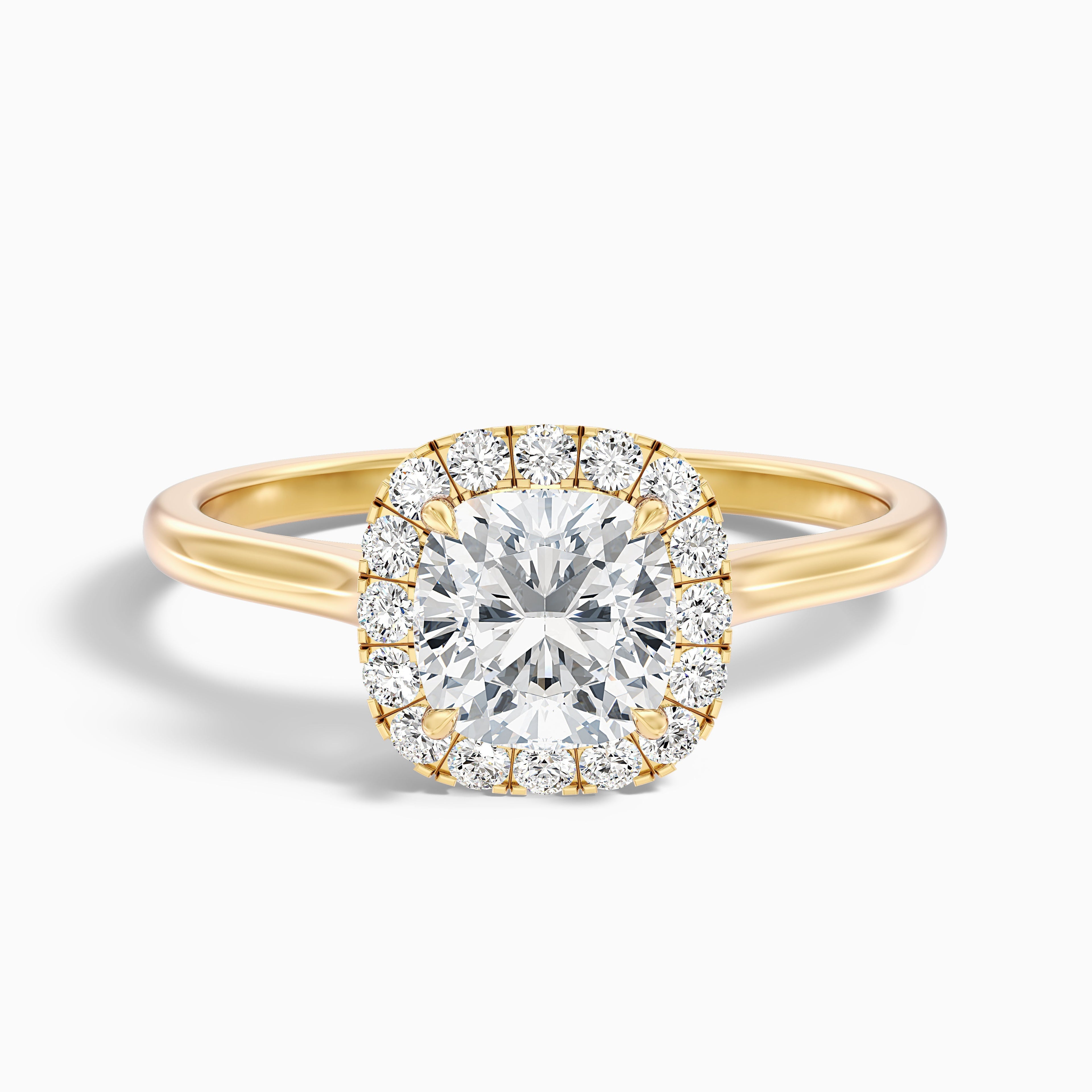 Dina 3.5 Carat Cushion Cut Halo Moissanite Diamond Ring in 10k White Gold