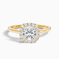 Dina 2 Carat Cushion Cut Halo Moissanite Diamond Ring in 10k Yellow Gold