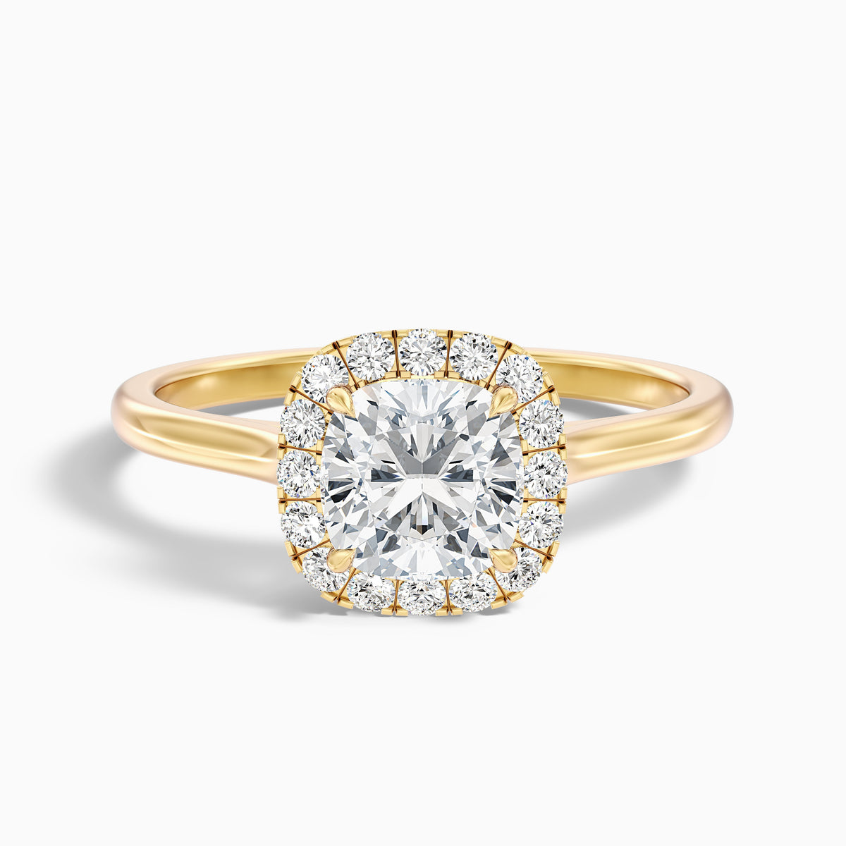 Dina 5 Carat Cushion Cut Halo Moissanite Diamond Ring in 10k White Gold