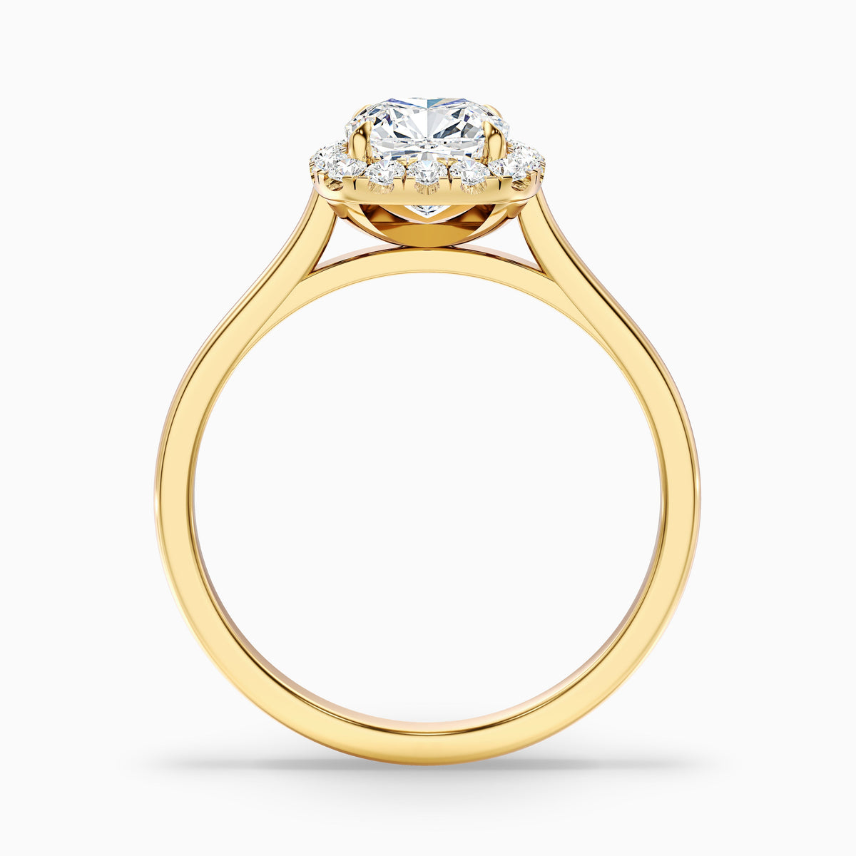 Dina 3 Carat Cushion Cut Halo Moissanite Diamond Ring in 18k White Gold
