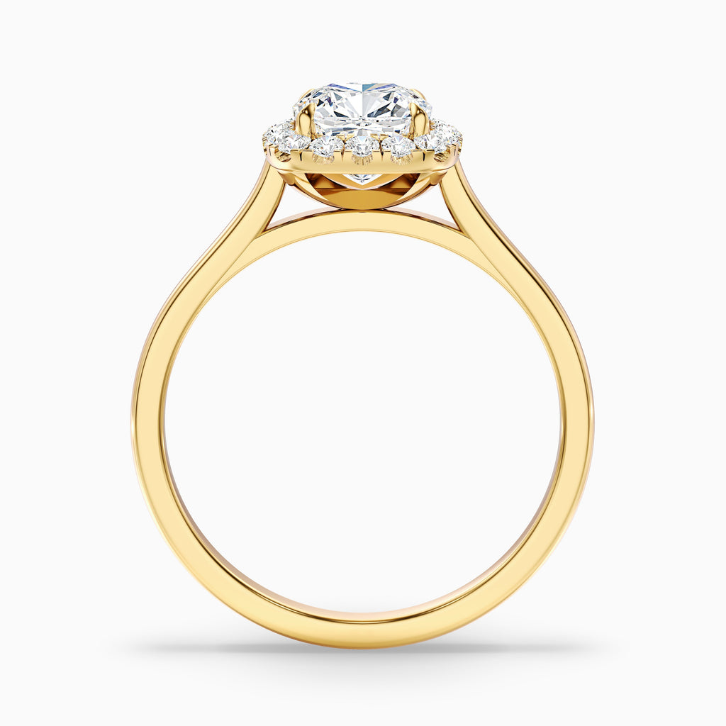 Dina 5.5 Carat Cushion Cut Halo Moissanite Diamond Ring in 14k Yellow Gold