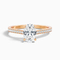 Dallas 2.5 Carat Oval Cut Side Stone Pave Moissanite Diamond Ring in 18k Rose Gold