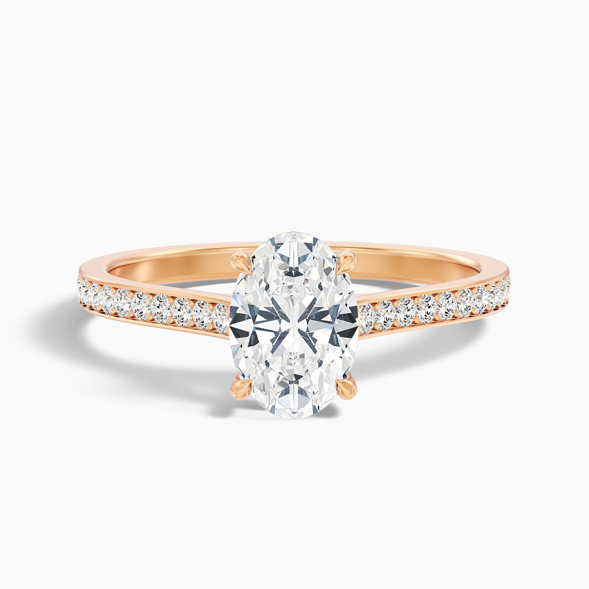 Dallas 5.5 Carat Oval Cut Side Stone Pave Moissanite Diamond Ring in 10k Yellow Gold