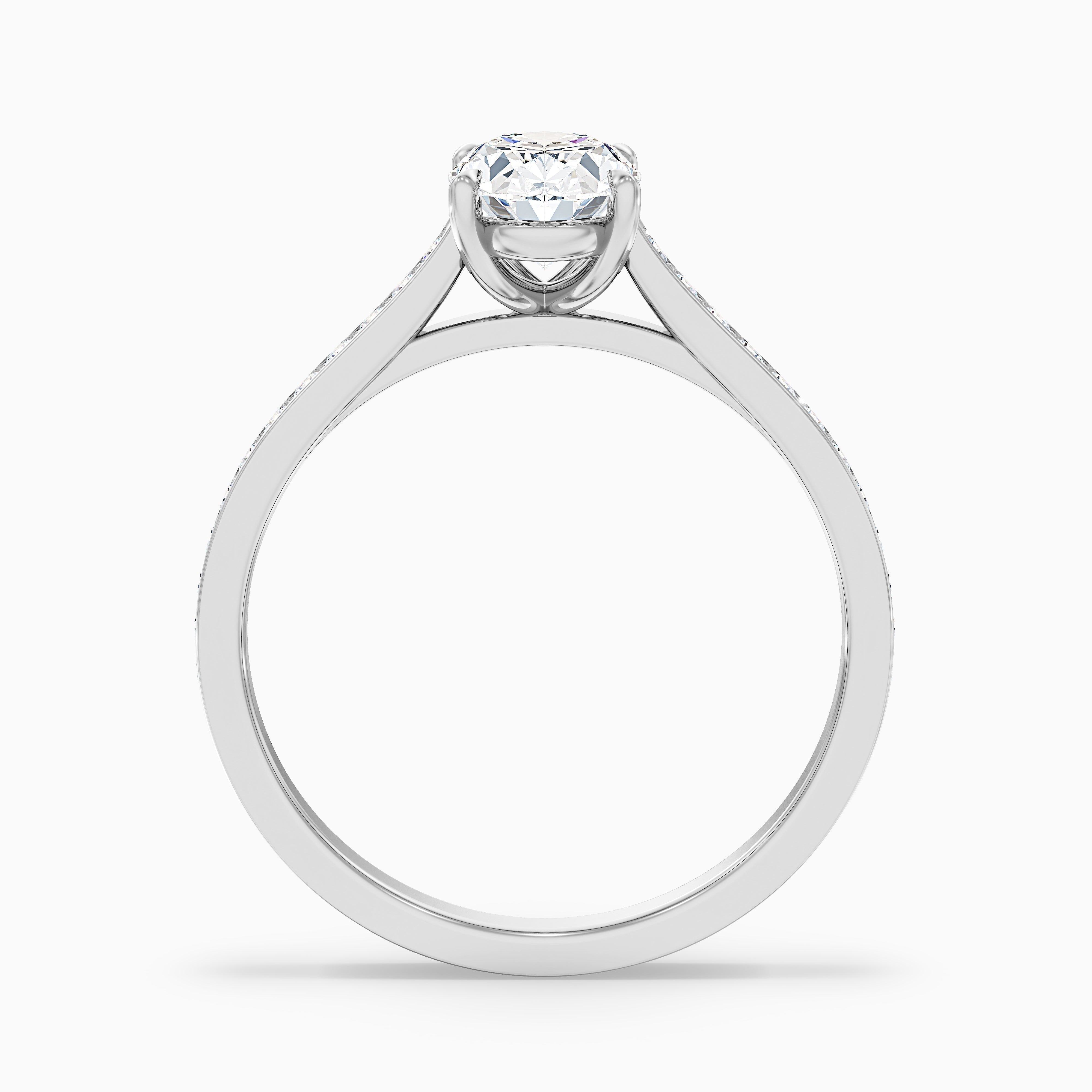 Dallas 2 Carat Oval Cut Side Stone Pave Moissanite Diamond Ring in 10k Rose Gold