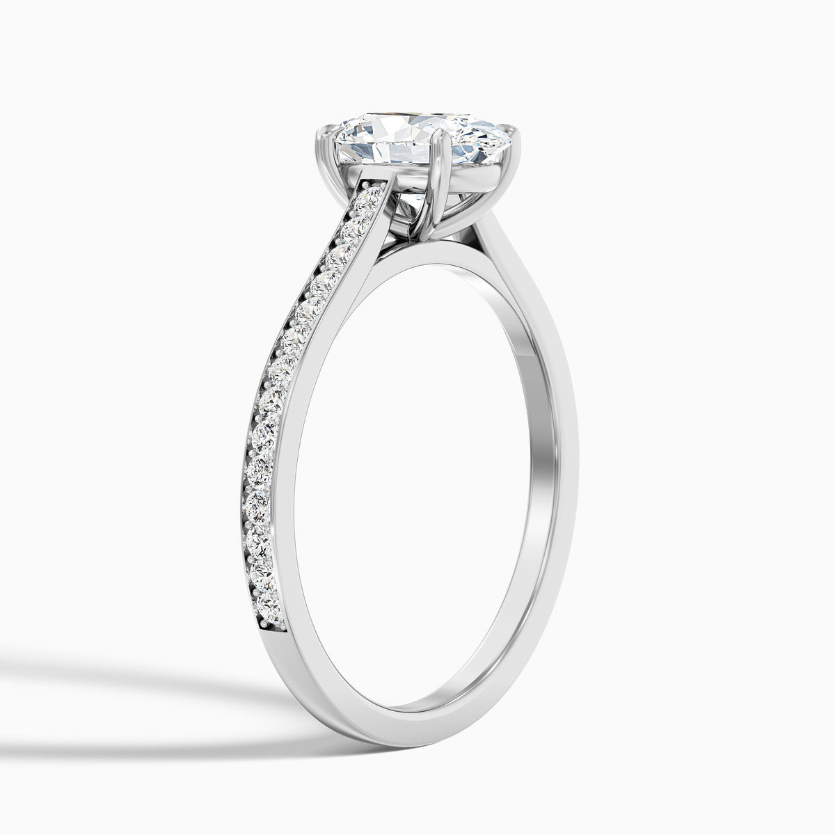 Dallas 5.5 Carat Oval Cut Side Stone Pave Moissanite Diamond Ring in 10k Yellow Gold