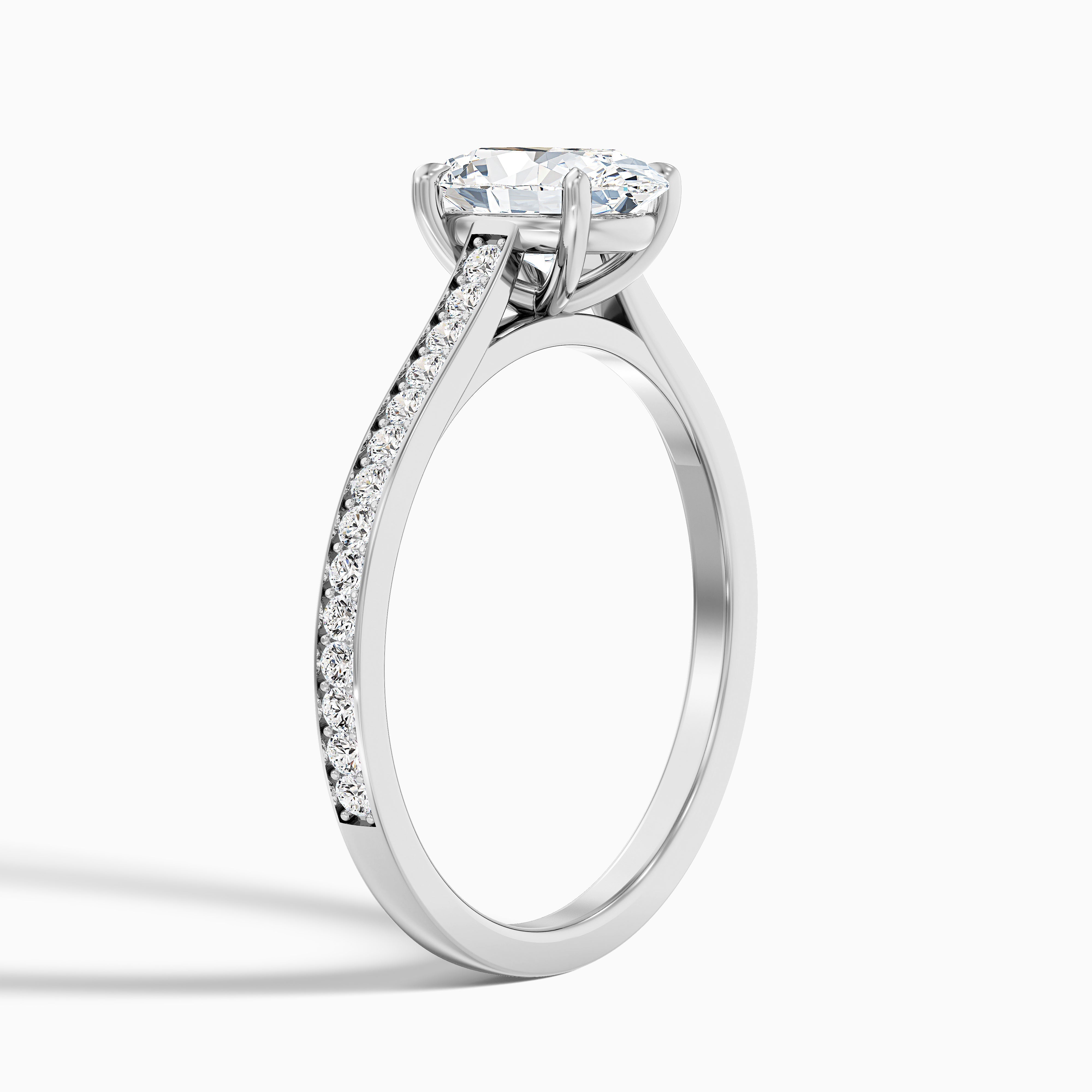 Dallas 1.5 Carat Oval Cut Side Stone Pave Moissanite Diamond Ring in Platinum