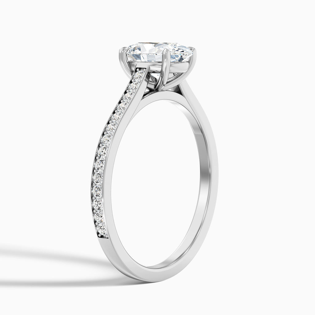 Dallas 2.5 Carat Oval Cut Side Stone Pave Moissanite Diamond Ring in 14k White Gold