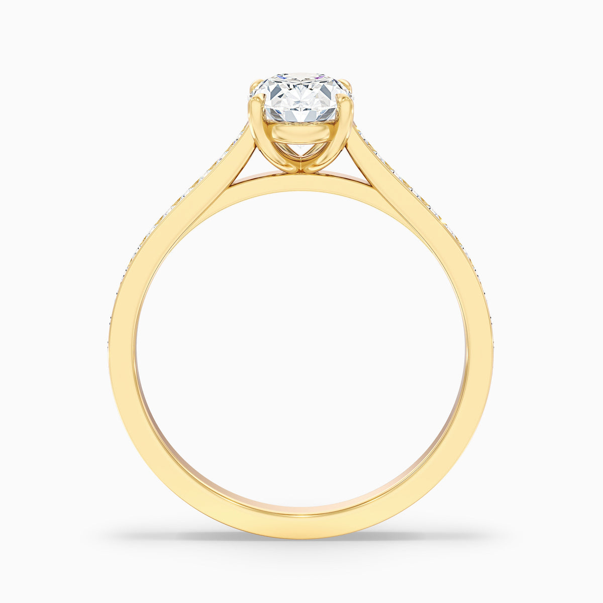 Dallas 1.5 Carat Oval Cut Side Stone Pave Moissanite Diamond Ring in 10k Yellow Gold