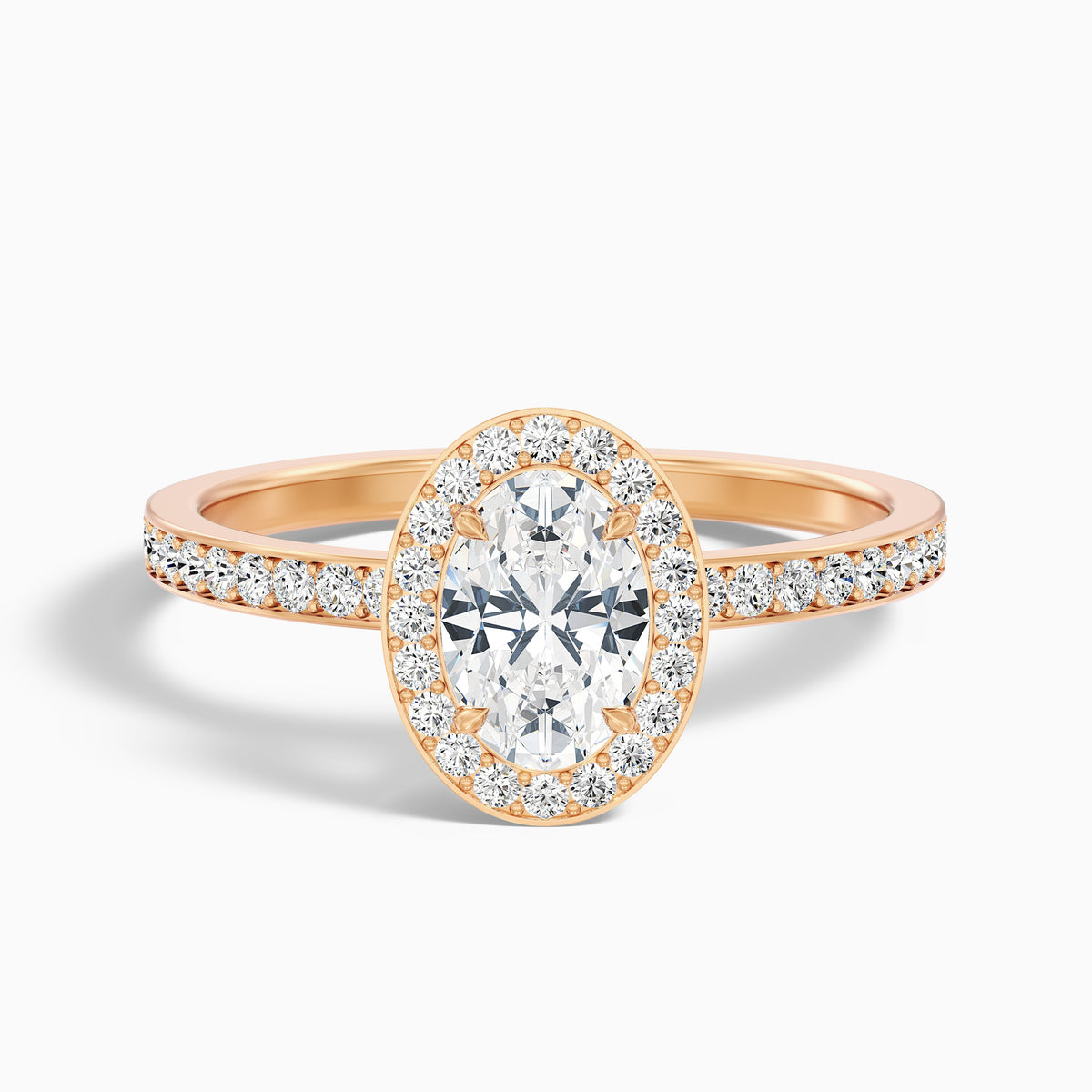 Claudia 4.5 Carat Oval Halo Pave Moissanite Diamond Ring in 18k White Gold