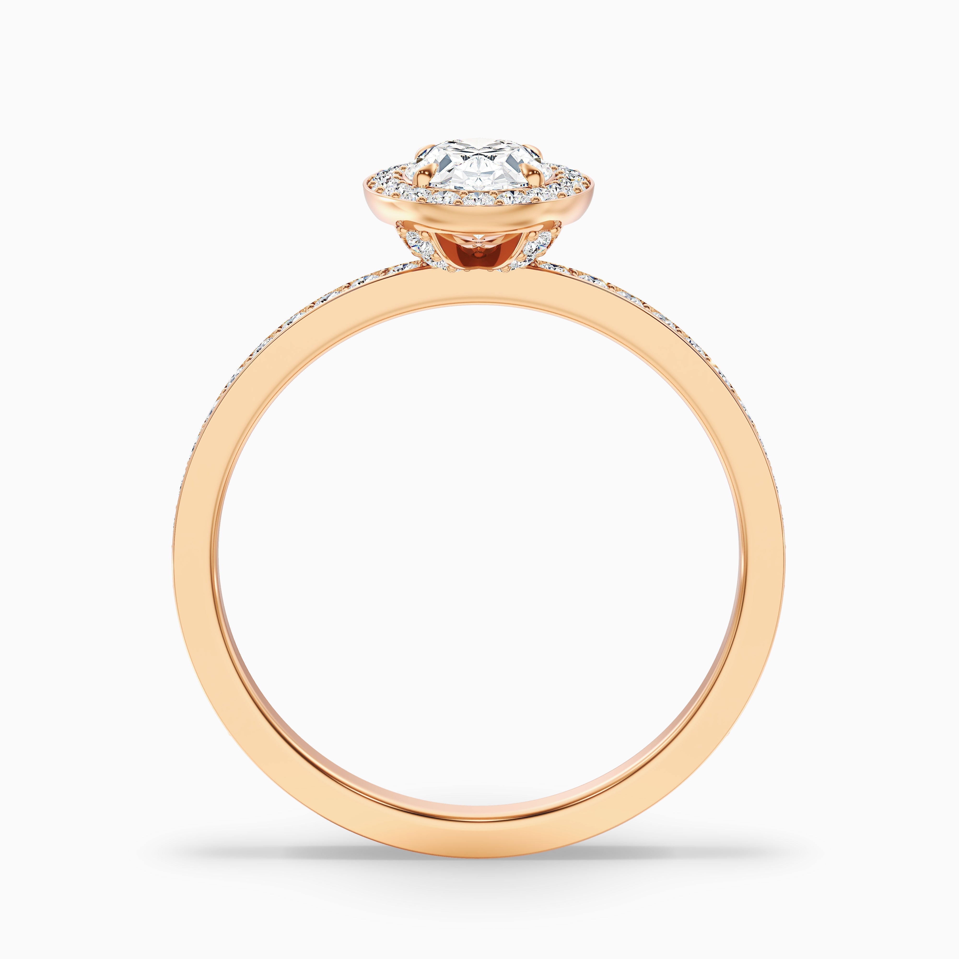 Claudia 4.5 Carat Oval Halo Pave Moissanite Diamond Ring in 18k Rose Gold
