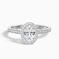 Claudia 1.5 Carat Oval Halo Pave Moissanite Diamond Ring in 14k White Gold