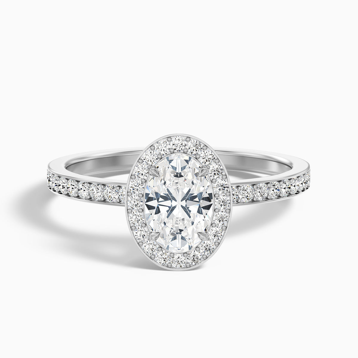 Claudia 2 Carat Oval Halo Pave Moissanite Diamond Ring in 18k Rose Gold