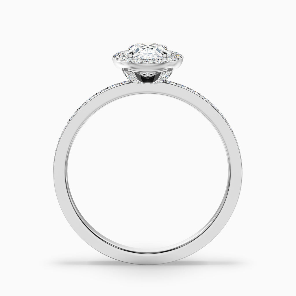 Claudia 4 Carat Oval Halo Pave Moissanite Diamond Ring in 18k White Gold
