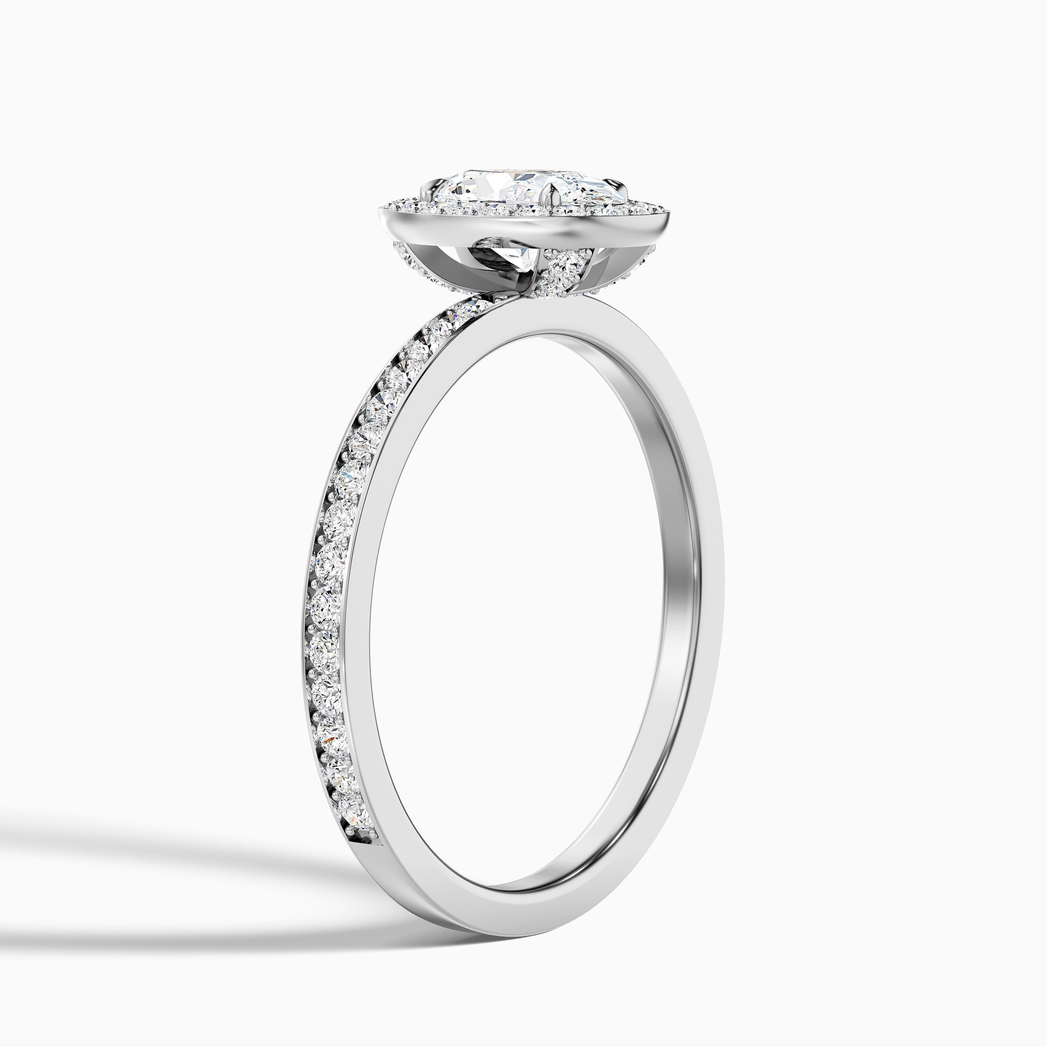 Claudia 4.5 Carat Oval Halo Pave Moissanite Diamond Ring in Platinum