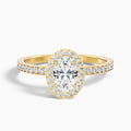 Claudia 3.5 Carat Oval Halo Pave Moissanite Diamond Ring in 14k Yellow Gold