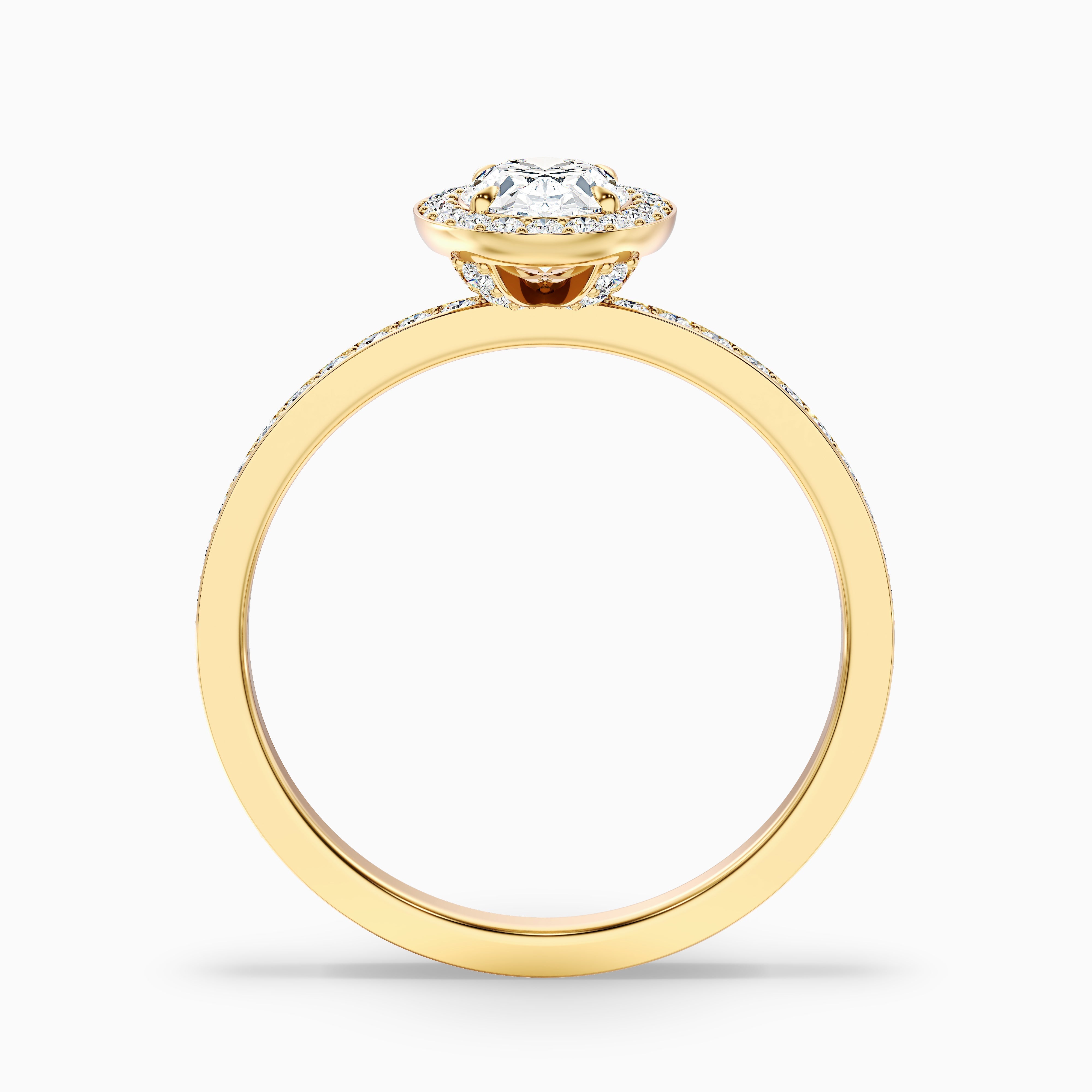 Claudia 4.5 Carat Oval Halo Pave Moissanite Diamond Ring in 18k Yellow Gold