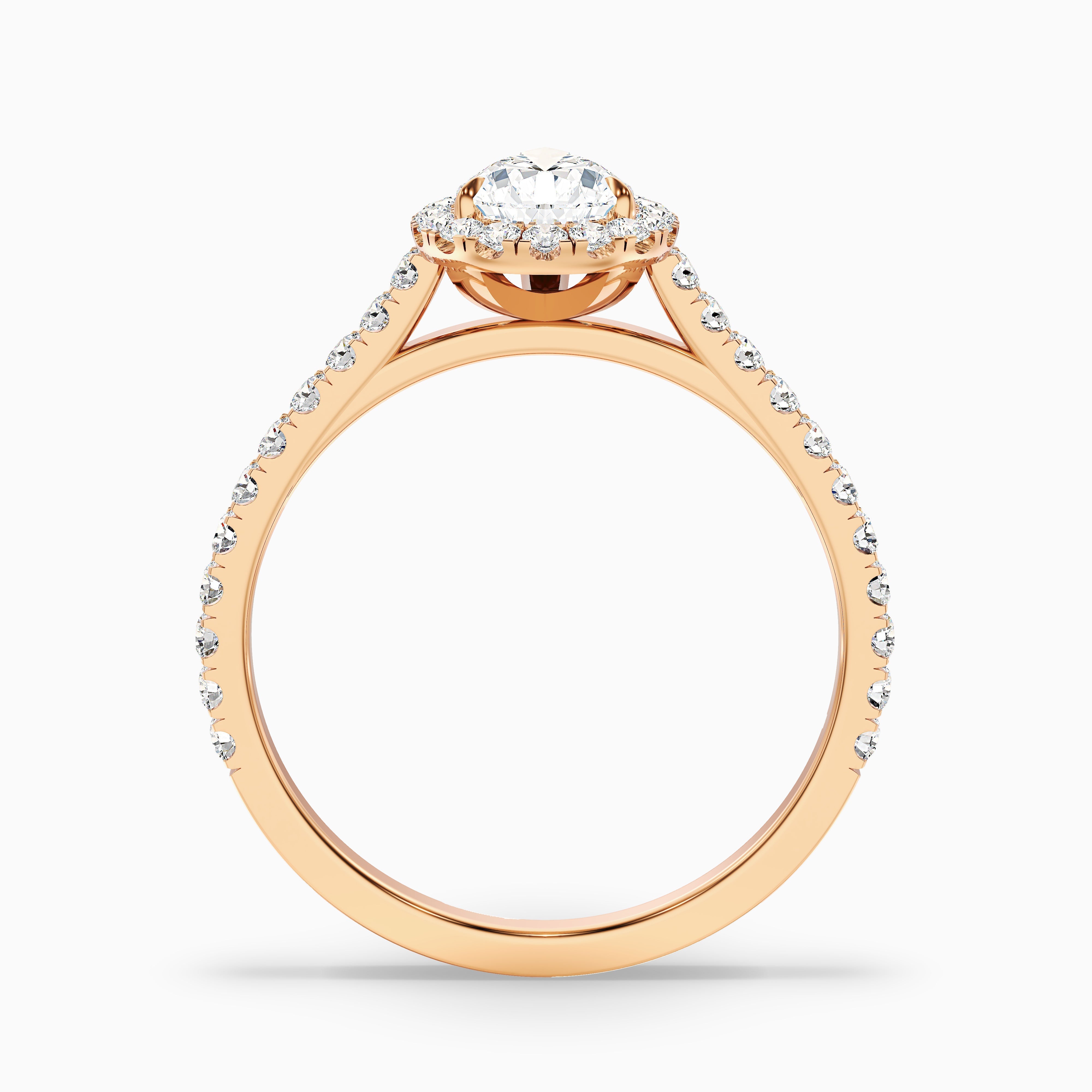 Cindy 5.5 Carat Pear Shaped Halo Moissanite Diamond Ring in 14k Rose Gold