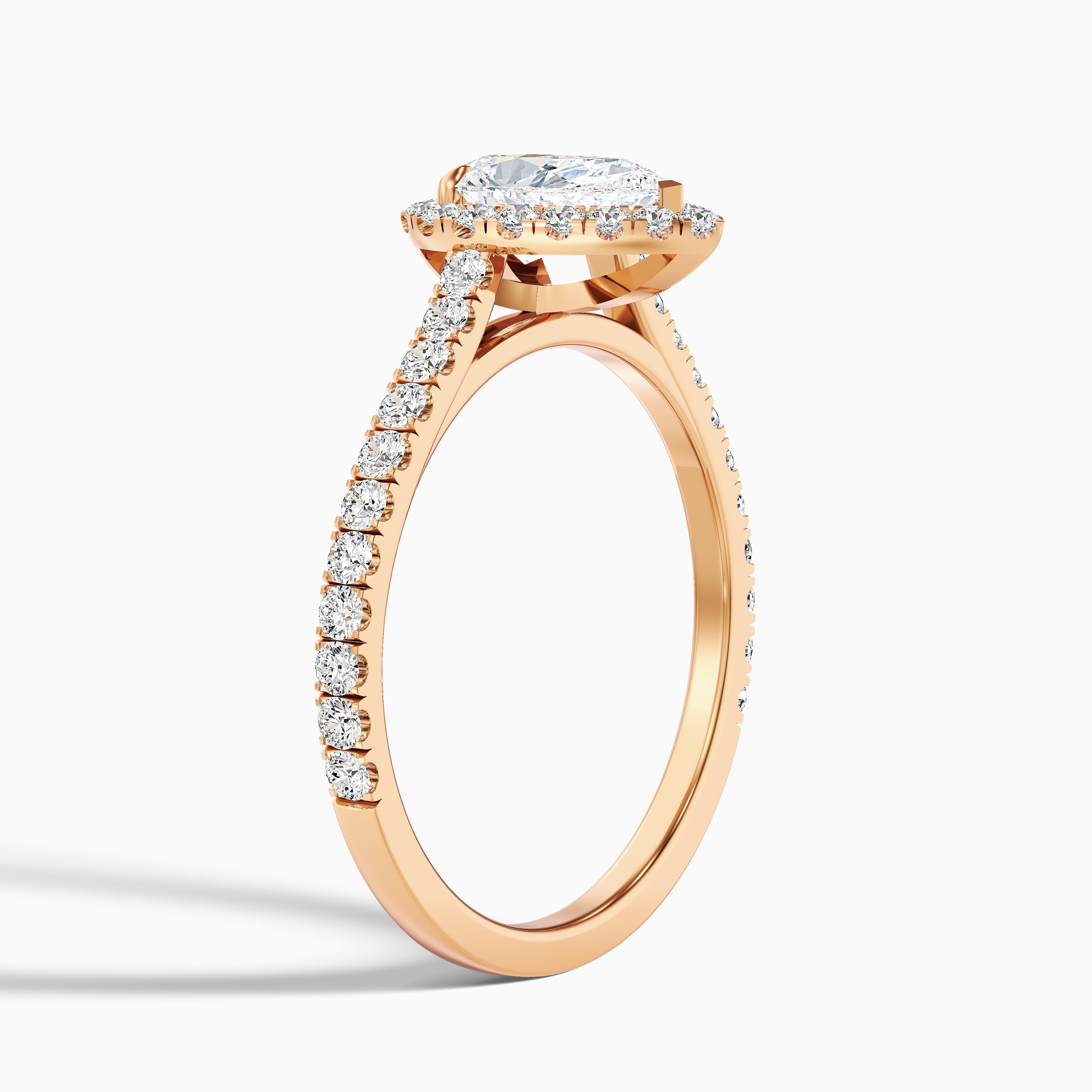 Cindy 1 Carat Pear Shaped Halo Moissanite Diamond Ring in Platinum