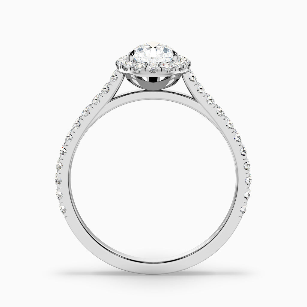 Cindy 3.5 Carat Pear Shaped Halo Moissanite Diamond Ring in 14k Rose Gold