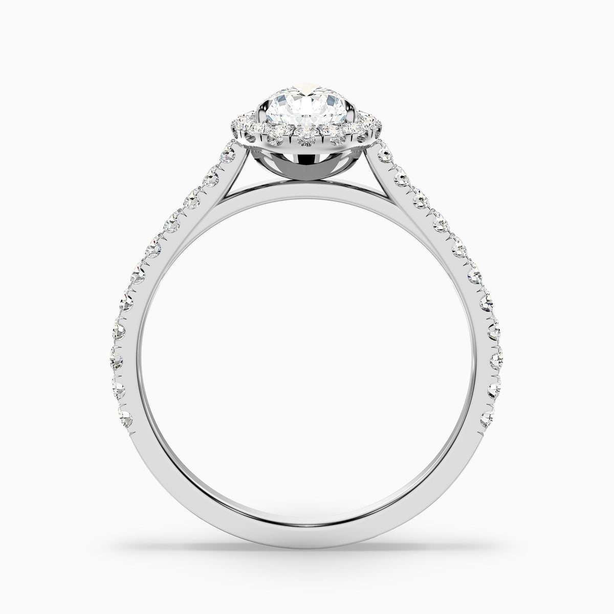 Cindy 4.5 Carat Pear Shaped Halo Moissanite Diamond Ring in 18k Yellow Gold
