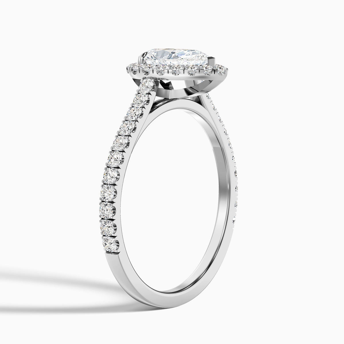 Cindy 4.5 Carat Pear Shaped Halo Moissanite Diamond Ring in 10k Yellow Gold