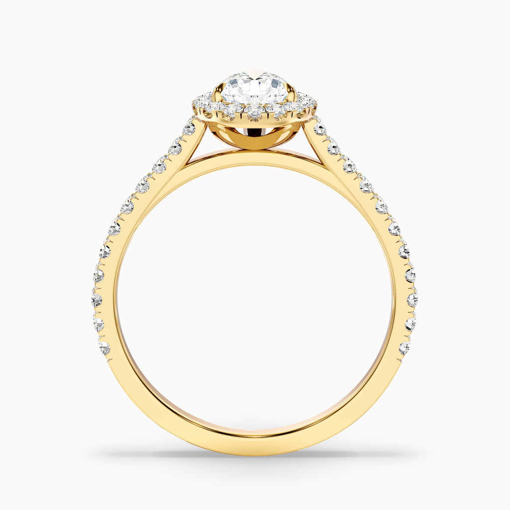 Cindy 2 Carat Pear Shaped Halo Moissanite Diamond Ring in 18k Rose Gold