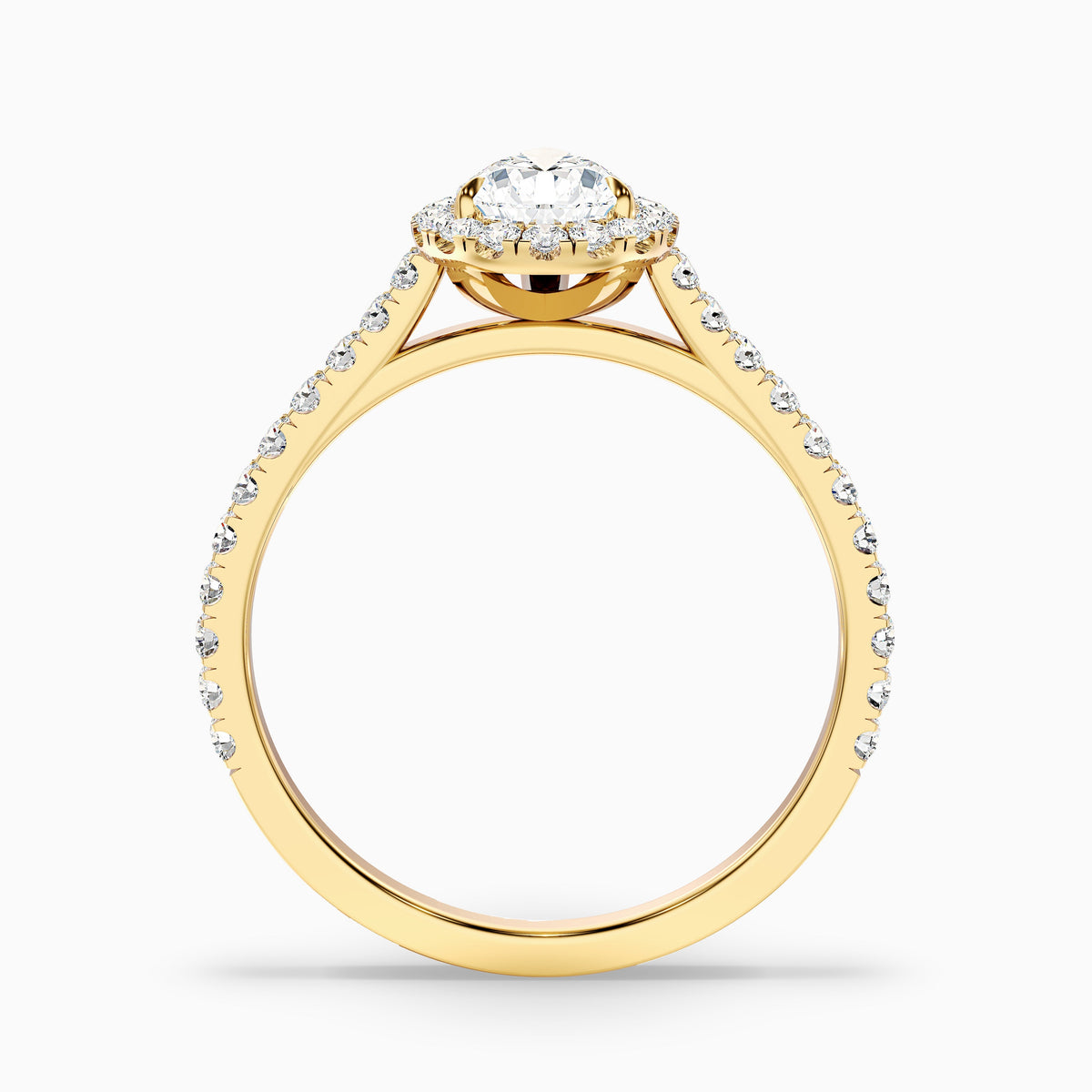 Cindy 1.5 Carat Pear Shaped Halo Moissanite Diamond Ring in 10k Rose Gold