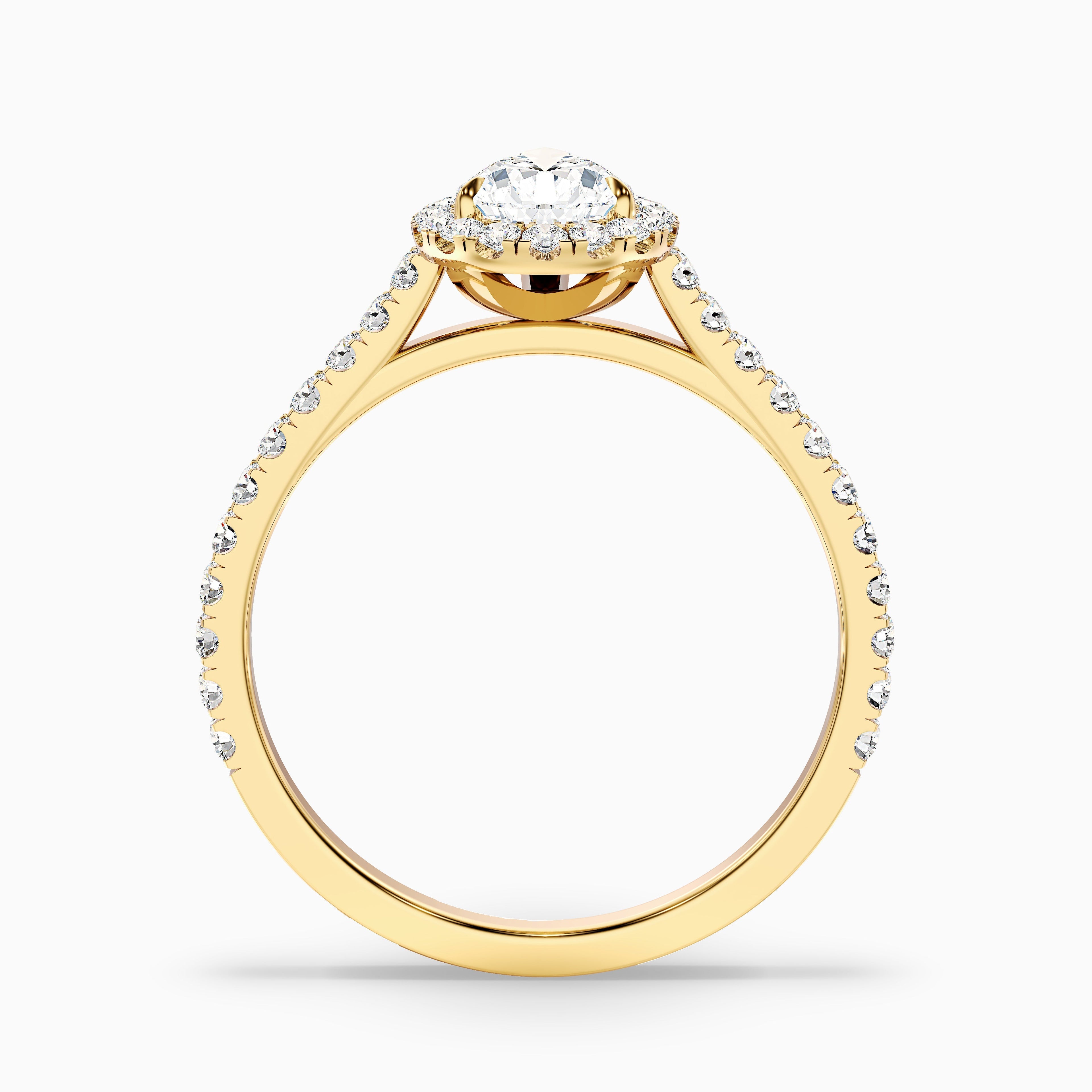 Cindy 4 Carat Pear Shaped Halo Moissanite Diamond Ring in 18k Rose Gold