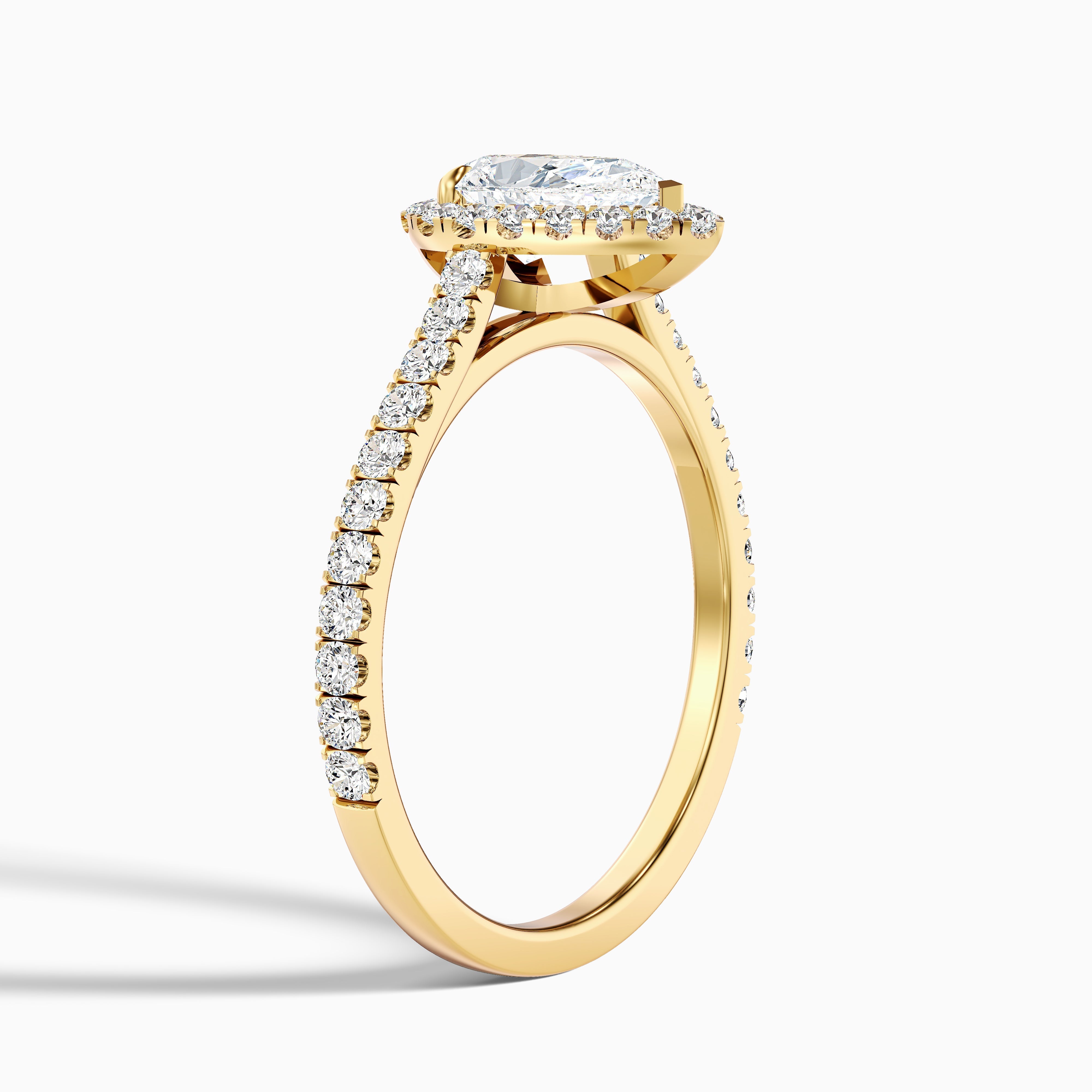 Cindy 2 Carat Pear Shaped Halo Moissanite Diamond Ring in Platinum