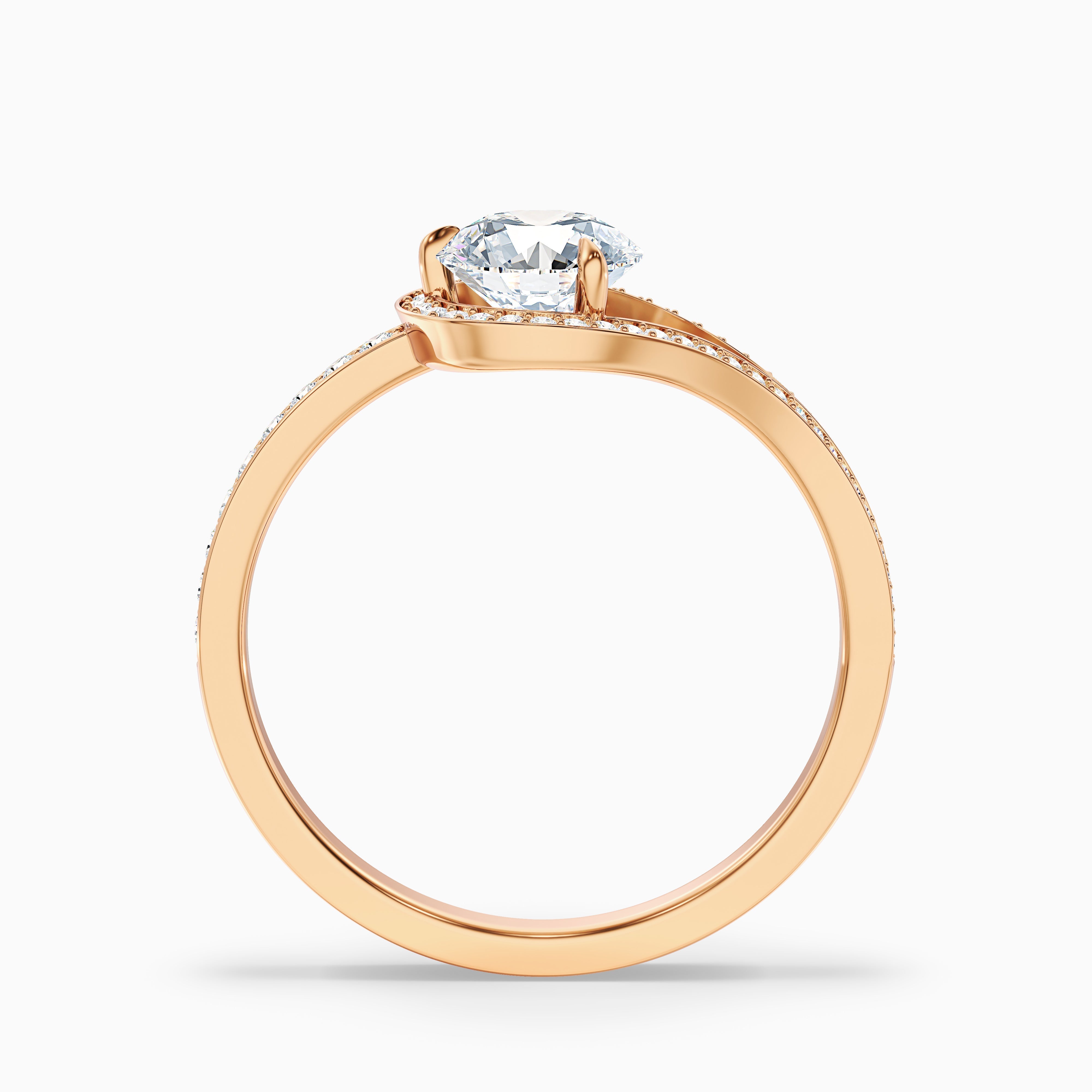 Cherri 4.5 Carat Round Halo Pave Moissanite Diamond Ring in 18k Rose Gold
