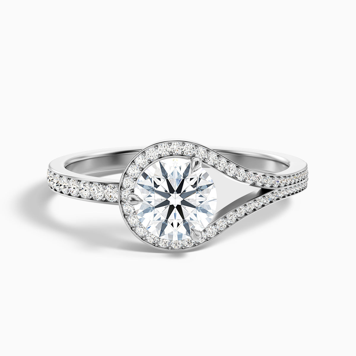Cherri 2 Carat Round Halo Pave Moissanite Diamond Ring in 10k Rose Gold