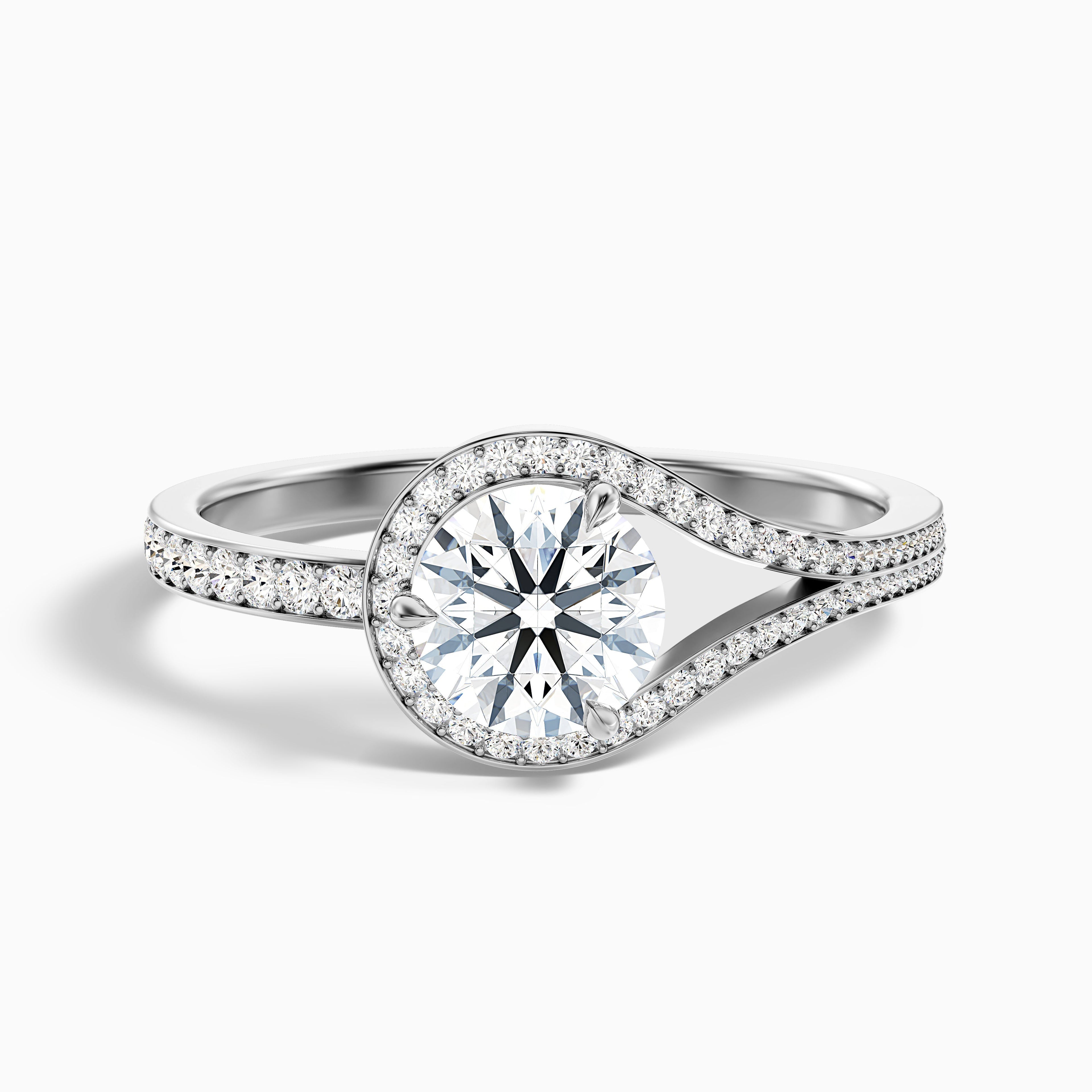 Cherri 1.5 Carat Round Halo Pave Moissanite Diamond Ring in Platinum