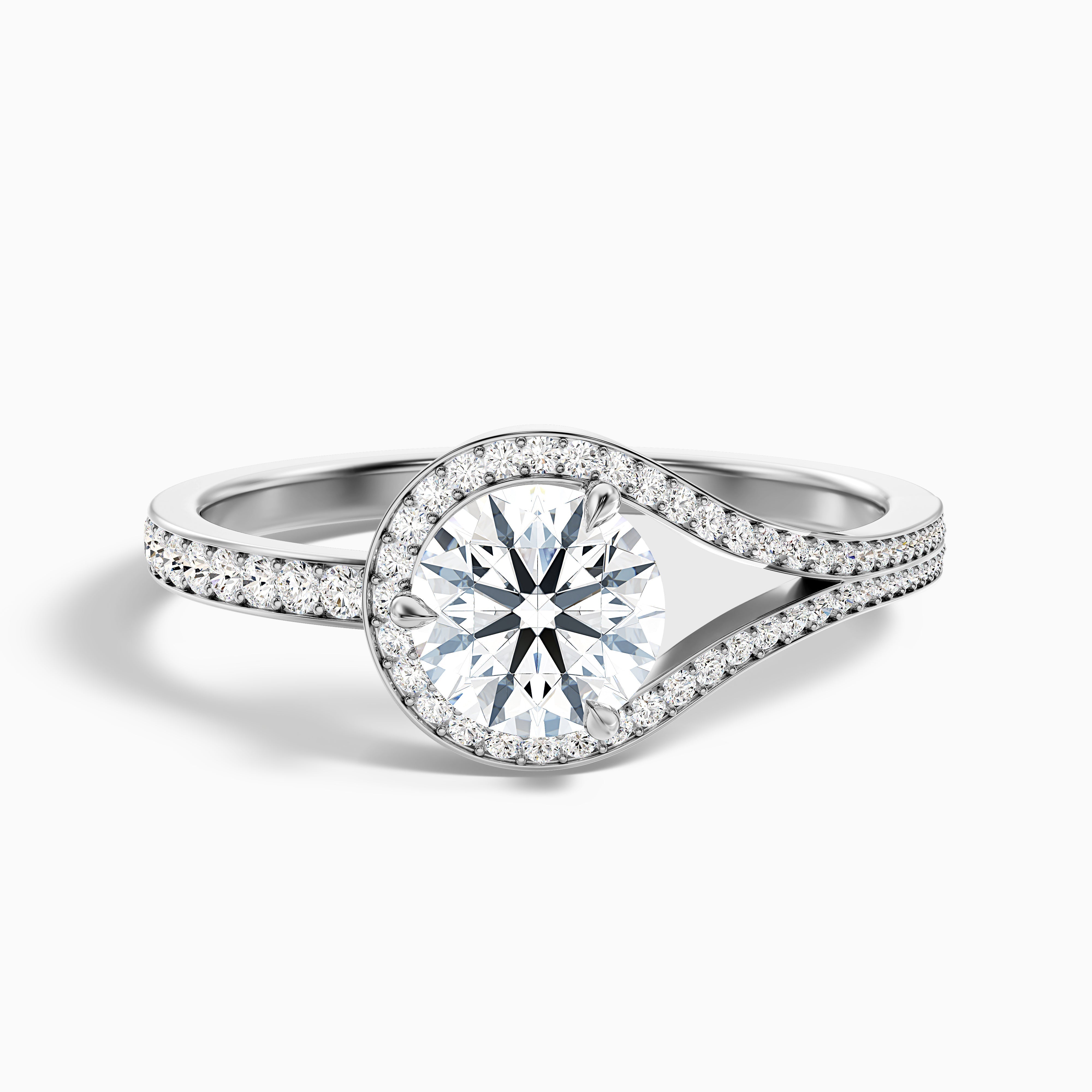 Cherri 3 Carat Round Halo Pave Moissanite Diamond Ring in 14k Yellow Gold