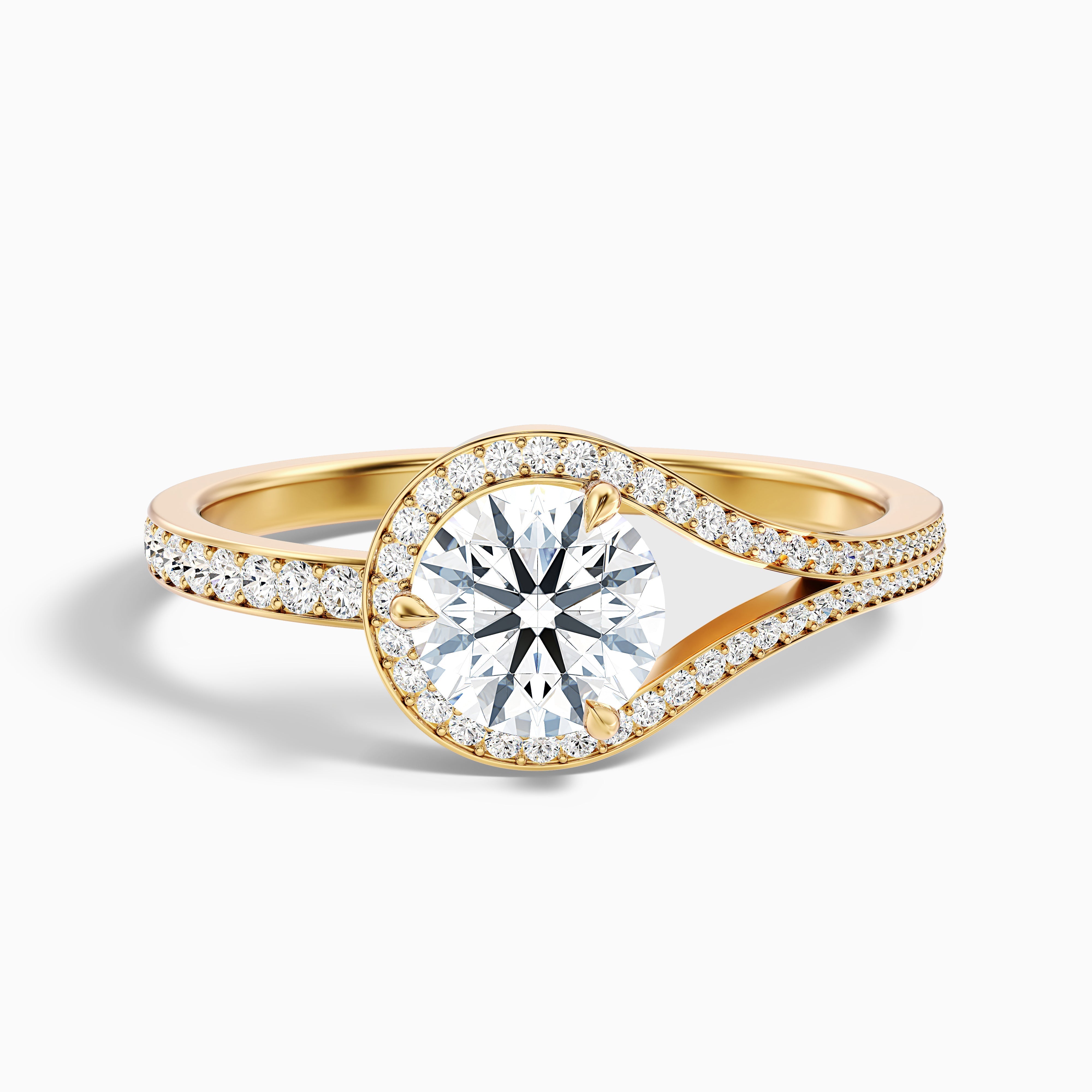 Cherri 4.5 Carat Round Halo Pave Moissanite Diamond Ring in 18k Yellow Gold