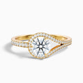 Cherri 4 Carat Round Halo Pave Moissanite Diamond Ring in 14k Yellow Gold