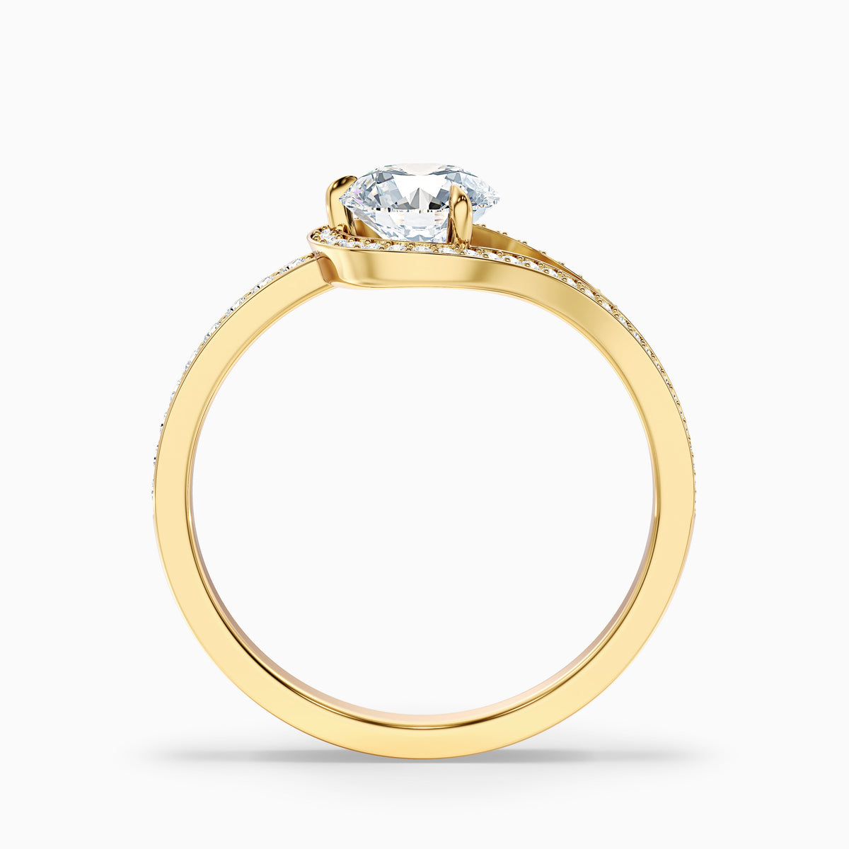 Cherri 2.5 Carat Round Halo Pave Moissanite Diamond Ring in 10k Yellow Gold