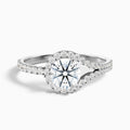 Callie 3.5 Carat Round Halo Pave Moissanite Diamond Ring in 18k White Gold