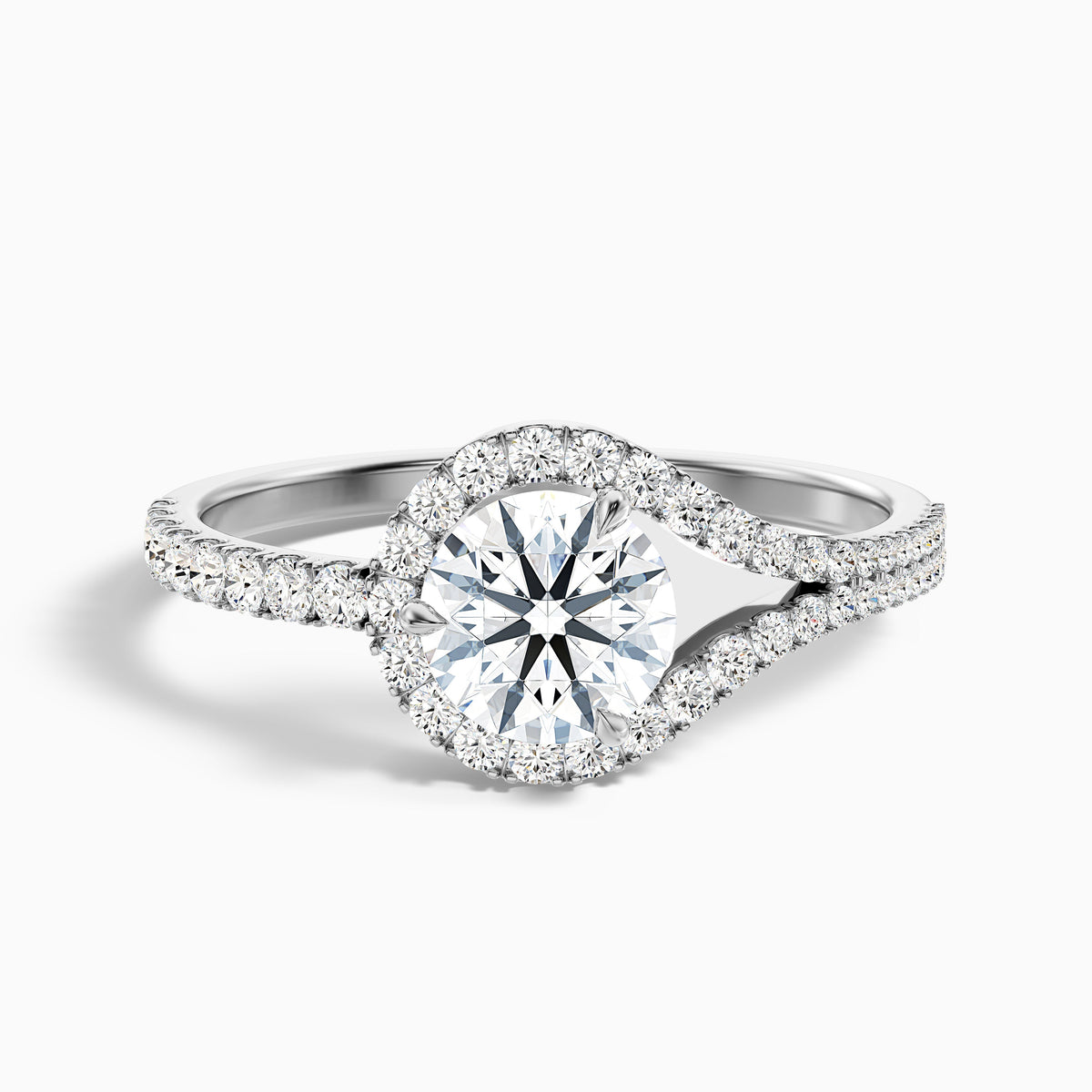 Callie 5 Carat Round Halo Pave Moissanite Diamond Ring in 10k Rose Gold