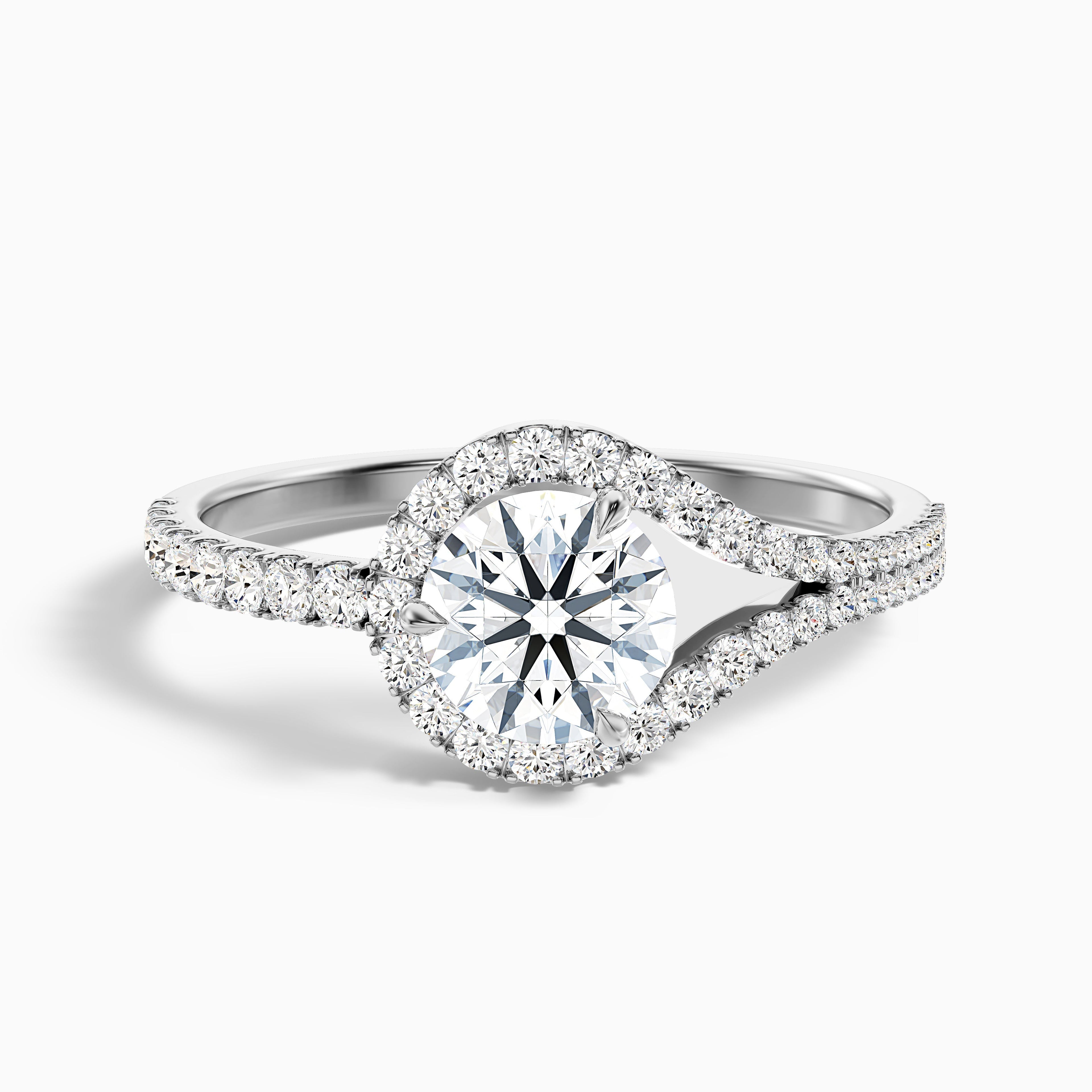 Callie 2.5 Carat Round Halo Pave Moissanite Diamond Ring in 10k White Gold
