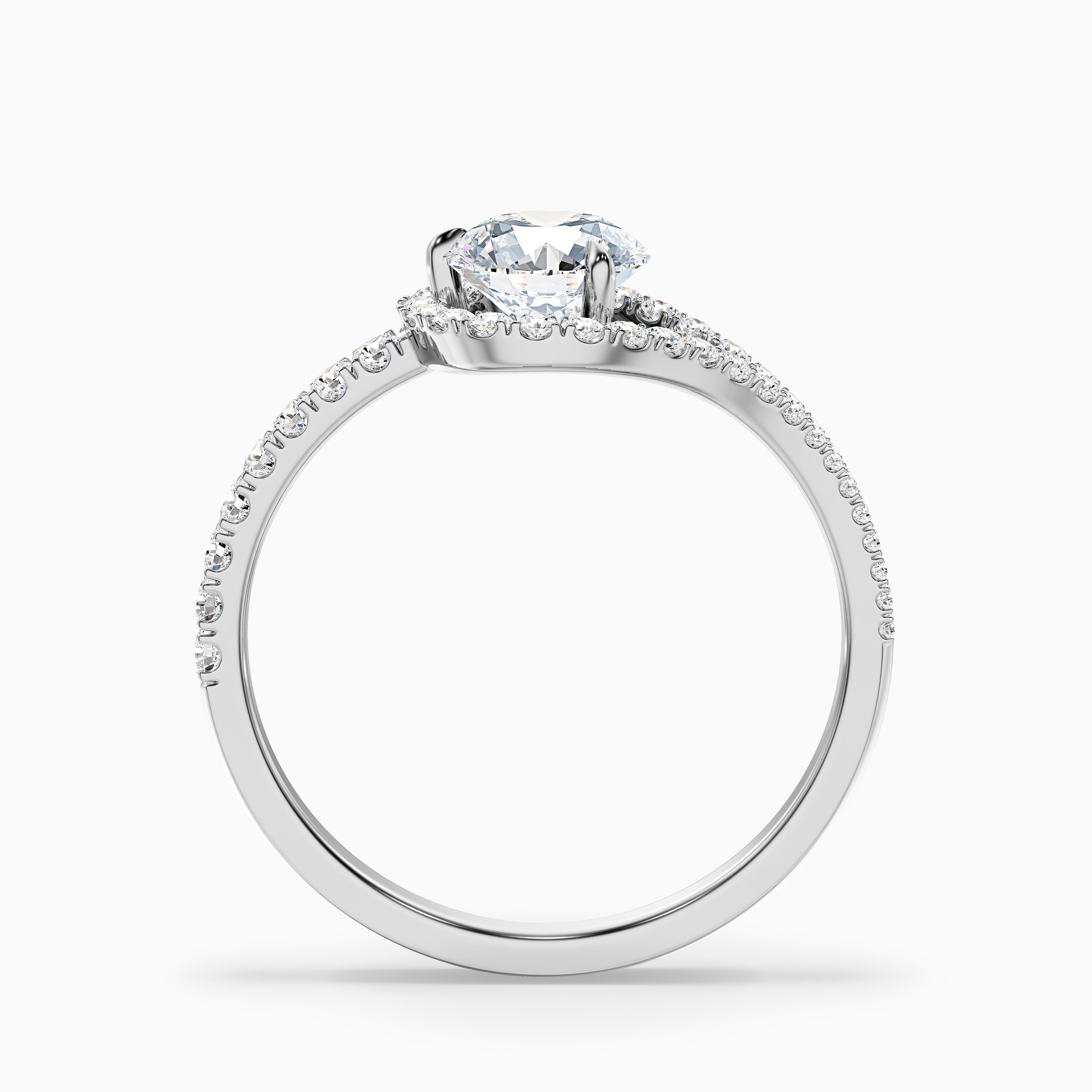 Callie 5 Carat Round Halo Pave Moissanite Diamond Ring in 14k White Gold