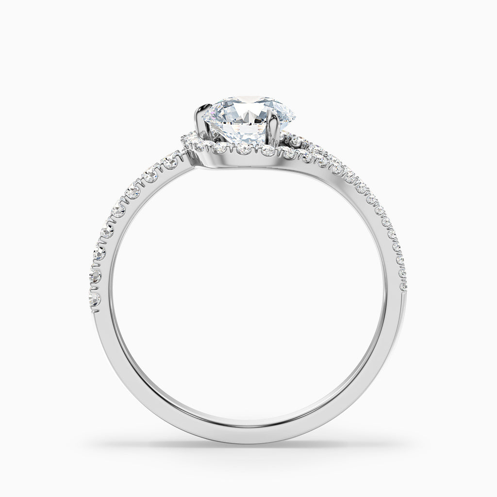 Callie 1 Carat Round Halo Pave Moissanite Diamond Ring in 14k Yellow Gold