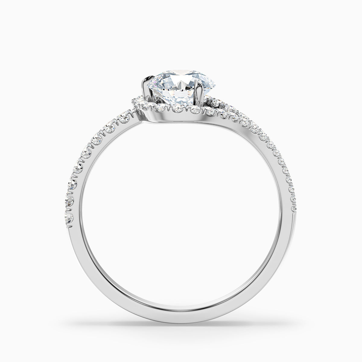 Callie 3 Carat Round Halo Pave Moissanite Diamond Ring in 18k Yellow Gold
