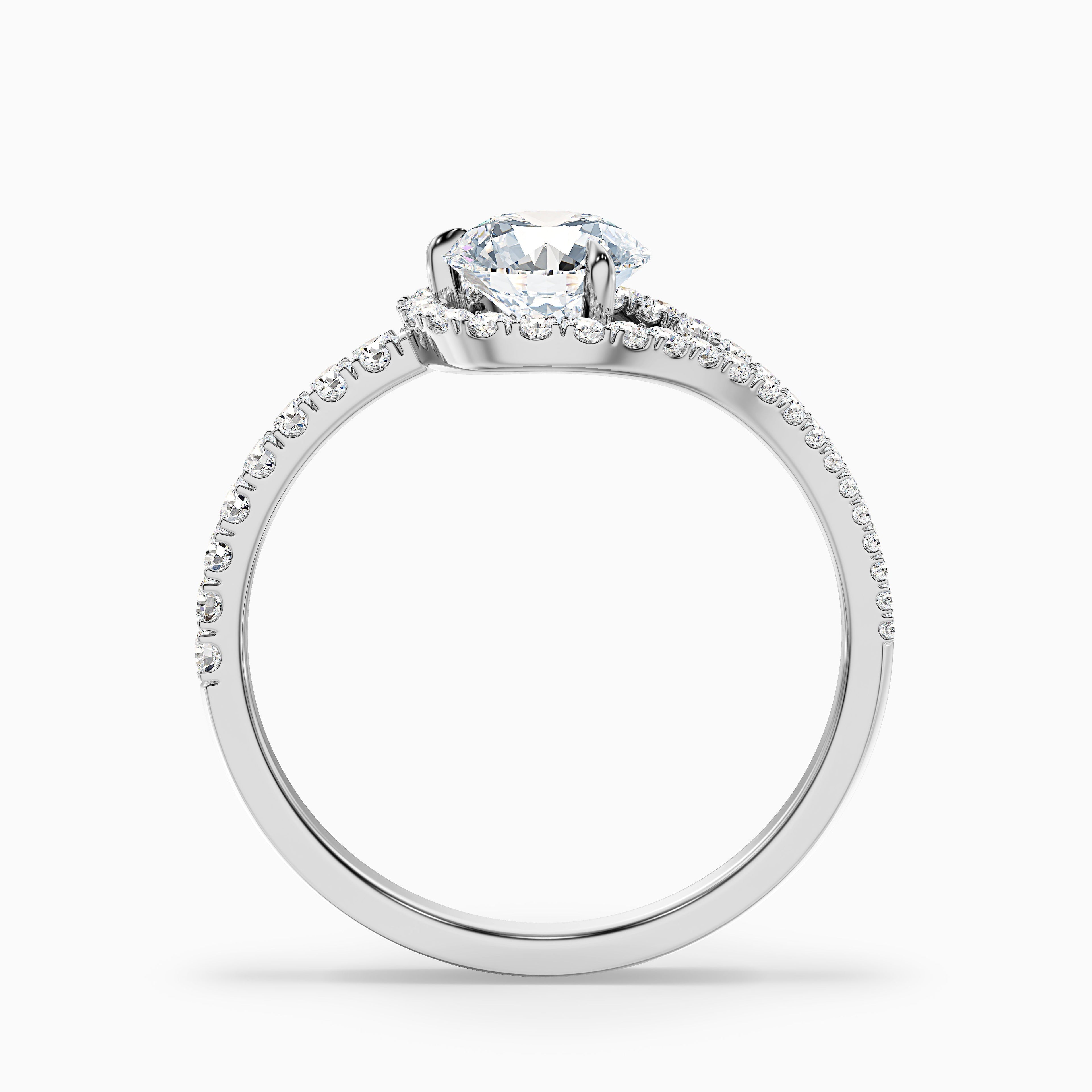 Callie 1.5 Carat Round Halo Pave Moissanite Diamond Ring in Platinum
