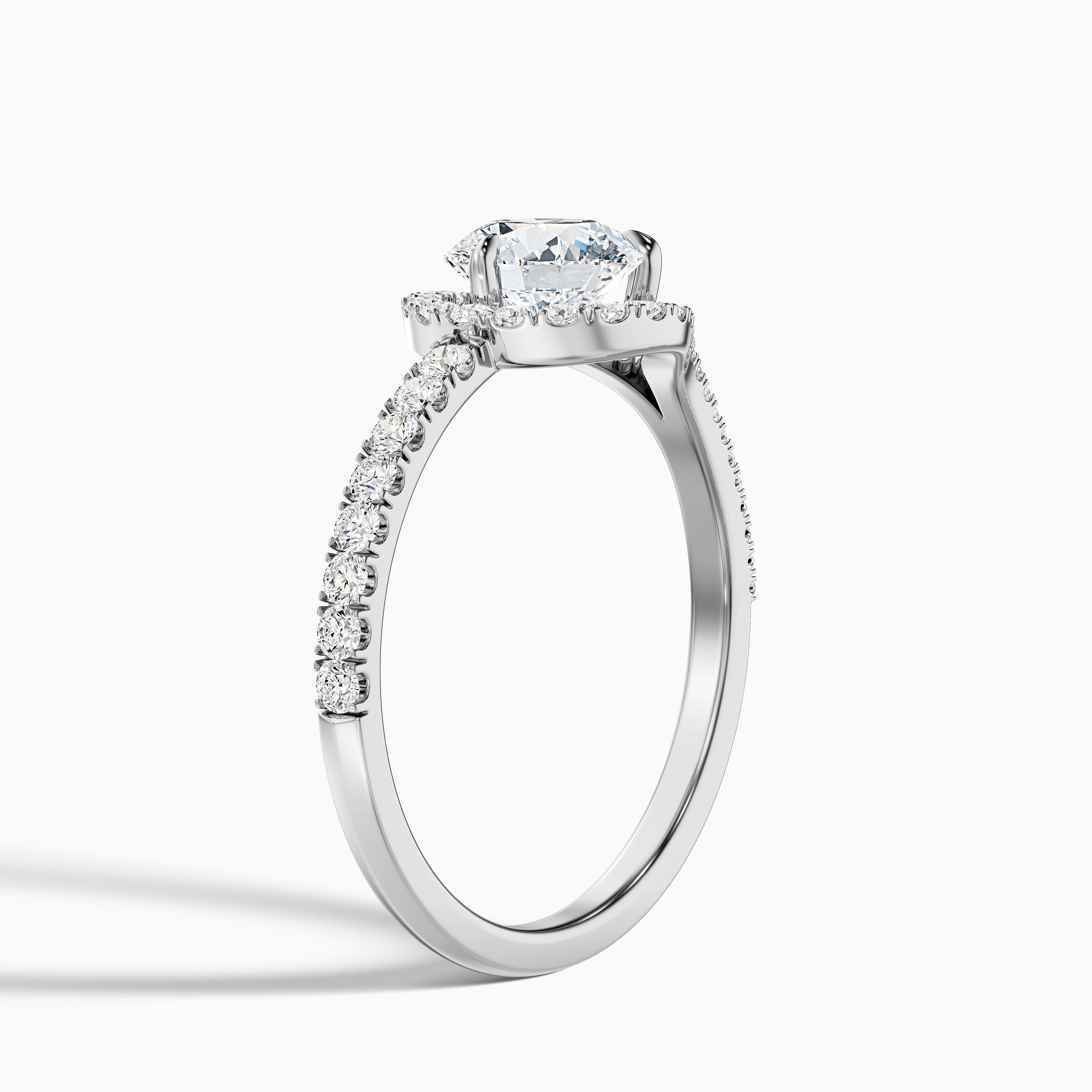 Callie 3.5 Carat Round Halo Pave Moissanite Diamond Ring in Platinum